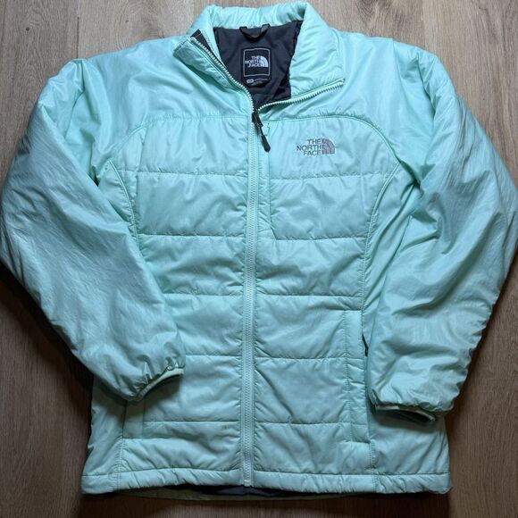 The North Face Puffer Jacket Womens Medium Teal/Mint‎ Full Zip Quilted Coat - Picture 1 of 13